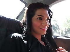 Picking relative to a horny transsexual slut Camila Ramirez in the taxi